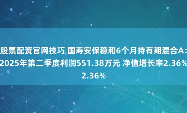 股票配资官网技巧 国寿安保稳和6个月持有期混合A：2025年第二季度利润551.38万元 净值增长率2.36%